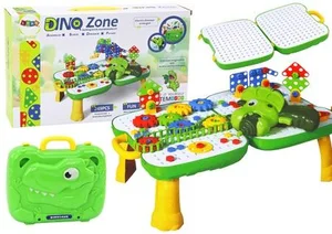 Stolik walizka z klockami DIY Dinozaur Stolik walizka z klockami DIY Dinozaur
