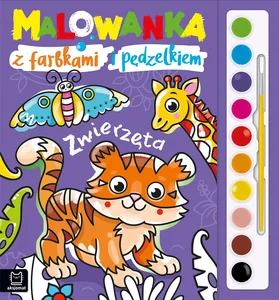 Malowanka z farbkami i pędzelkiem Zwierzęta Malowanka z farbkami i pędzelkiem Zwierzęta