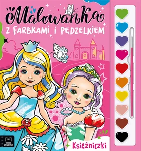 Malowanka z farbkami i pędzelkiem Księżniczki