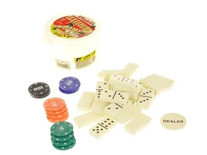 Domino w wiaderku z żetonami 45el Domino w wiaderku z żetonami 45el