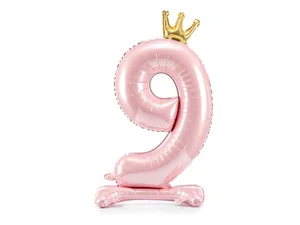 Stojący balon foliowy 9 jasny róż 84cm Stojący balon foliowy 9 jasny róż 84cm