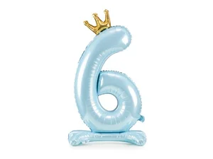 Stojący balon foliowy 6 błękitny 84cm Stojący balon foliowy 6 błękitny 84cm