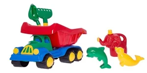 Samochód duży z dodatkami do piasku i konewką Samochód duży z dodatkami do piasku i konewką