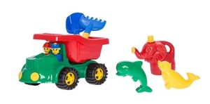 Samochód Jeep z dodatkami do piasku i konewką Samochód Jeep z dodatkami do piasku i konewką