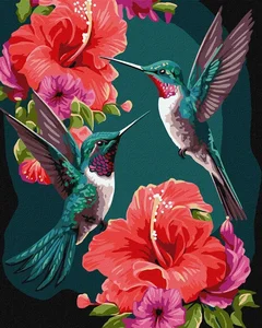 Malowanie po numerach IDEYKA 40x50 cm metallic szmaragdowe kolibry