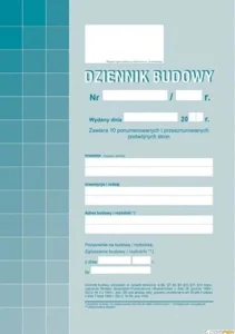 Dziennik budowy A4 Dziennik budowy A4