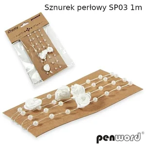 Sznurek perłowy biały 1m