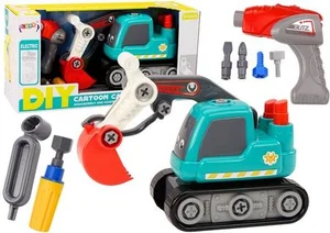 Koparka gąsienicowa kreskówkowa DIY turkusowa