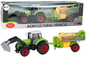 Traktor z opryskiwaczem na napęd zielony Traktor z opryskiwaczem na napęd zielony
