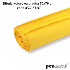 Bibuła kolorowa gładka żółta 50x70cm 30 arkuszy Bibuła kolorowa gładka żółta 50x70cm 30 arkuszy