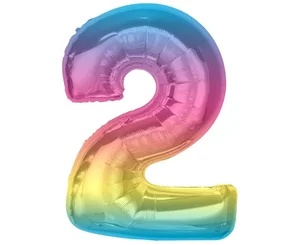 Balon foliowy cyfra 2 tęczowa Smart 92cm Balon foliowy cyfra 2 tęczowa Smart 92cm