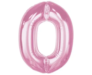 Balon foliowy cyfra 0 jasnoróżowa Smart 92cm