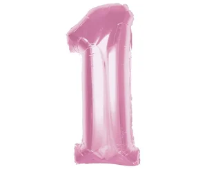 Balon foliowy cyfra 1 jasnoróżowa Smart 92cm Balon foliowy cyfra 1 jasnoróżowa Smart 92cm