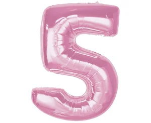 Balon foliowy cyfra 5 jasnoróżowa Smart 92cm