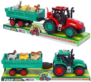 Traktor z przyczepą i zwierzętami MIX