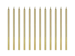 Świeczki urodzinowe gładkie złote 14cm 12szt
