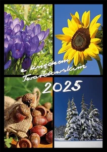 Kalendarz 2025 z księdzem Twardowskim Książkowy dzienny 4 pory roku