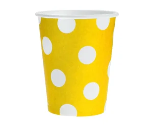 Kubeczki papierowe żółte groszki białe 270ml 6szt Kubeczki papierowe żółte groszki białe 270ml 6szt