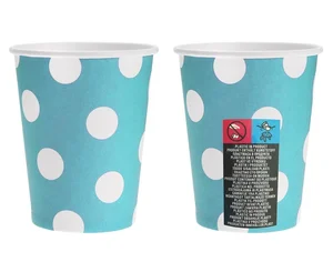 Kubeczki papierowe błękitne groszki 270ml 6szt Kubeczki papierowe błękitne groszki 270ml 6szt