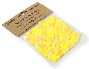 Dekoracje pompony 1cm mix żółty 120szt