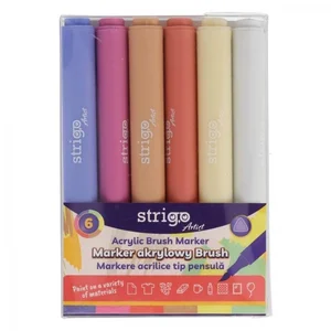 Marker akrylowy z końcówką Brush - zestaw 2, 6 szt