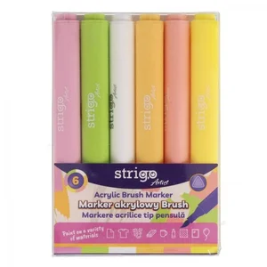Marker akrylowy z końcówką Brush 6kol STRIGO Marker akrylowy z końcówką Brush 6kol STRIGO