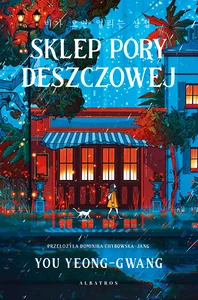 Sklep pory deszczowej ilustrowane krawędzie biało-czarne
