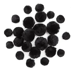 Pompony Akrylowe - Czarne Mix 24 szt.