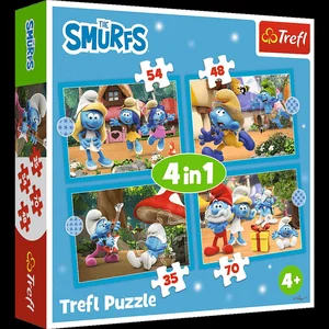 Puzzle 4w1 Smerfy, Wioska Smerfów