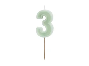 Świeczka urodzinowa 3 zielona 6cm Świeczka urodzinowa 3 zielona 6cm