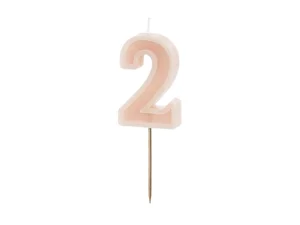 Świeczka urodzinowa 2 brudny róż 6cm Świeczka urodzinowa 2 brudny róż 6cm
