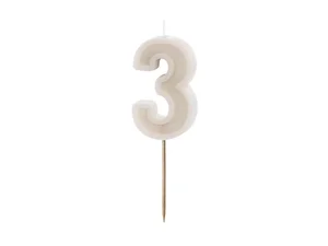 Świeczka urodzinowa 3 beż 6cm Świeczka urodzinowa 3 beż 6cm