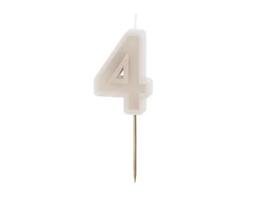 Świeczka urodzinowa 4 beż 6cm Świeczka urodzinowa 4 beż 6cm