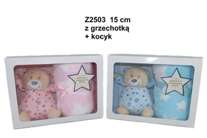 Zwierzęta z kocykiem i grzechotką 15cm MIX
