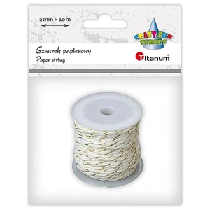 Sznurek papierowy 2mm 10m biało-złoty Sznurek papierowy 2mm 10m biało-złoty