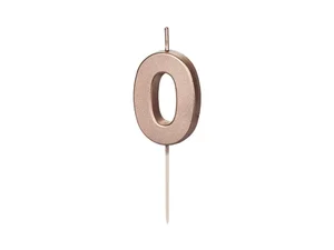 Świeczka urodzinowa 0 różowe złoto 4.5cm