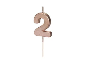 Świeczka urodzinowa 2 różowe złoto 4.5cm Świeczka urodzinowa 2 różowe złoto 4.5cm