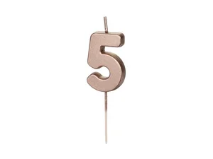 Świeczka urodzinowa 5 różowe złoto 4.5cm Świeczka urodzinowa 5 różowe złoto 4.5cm