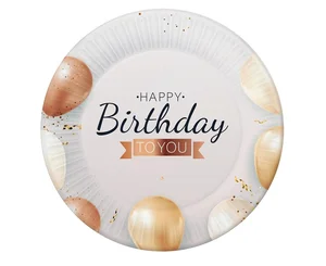 Talerzyki papierowe Happy Birthday 18cm 6szt Talerzyki papierowe Happy Birthday 18cm 6szt