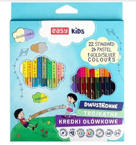 Kredki dwustronne trójkątne 48 kolorów EASY Kredki dwustronne trójkątne 48 kolorów EASY