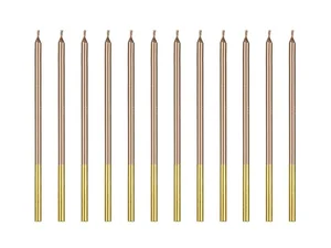 Świeczki urodzinowe różowe złoto 14 cm 12szt