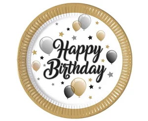 Talerzyki papierowe Happy Birthday 23cm 8szt Talerzyki papierowe Happy Birthday 23cm 8szt