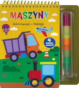 Maszyny Kolorowanki naklejki 4 neonowe markery