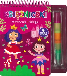 Księżniczki Kolorowanki naklejki 4 neonowe markery
