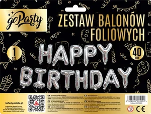 Zestaw balonów foliowych Happy Birthday srebrne Zestaw balonów foliowych Happy Birthday srebrne