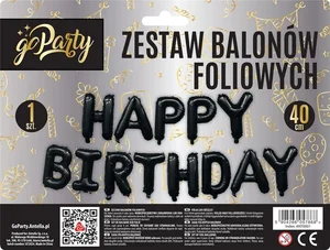 Zestaw balonów foliowych Happy Birthday czarne Zestaw balonów foliowych Happy Birthday czarne