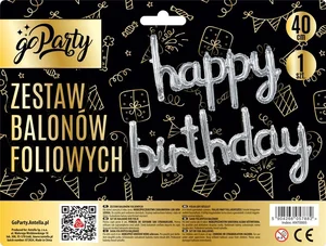 Zestaw balonów foliowych Happy Birthday srebrne Zestaw balonów foliowych Happy Birthday srebrne