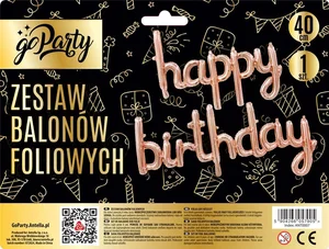 Zestaw balonów foliowych Happy Birthday rose gold Zestaw balonów foliowych Happy Birthday rose gold