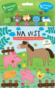 Na wsi. Kolorowanka z barwnym obrysem