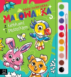 Malowanka z farbkami i pędzelkiem. Małe zwierzątka Malowanka z farbkami i pędzelkiem. Małe zwierzątka